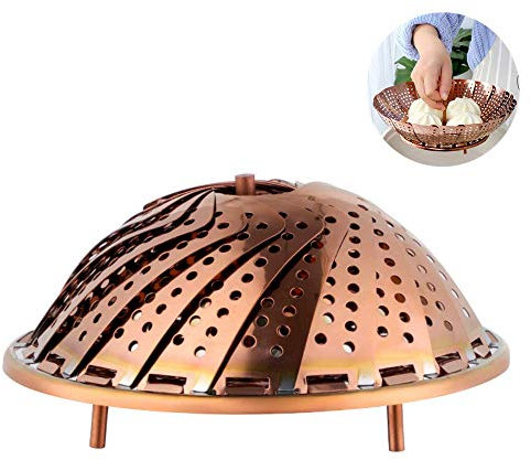N / A Meisha Steamer Basket Stainless Steel Vegetable Steamer Basket, Folding Steamer Insert for Veggie/Seafood Cooking/Pasta, Expandable Sizes to Fit Various Pots (5.9 to 10.7)-Rose Gold
