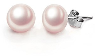 EVER FAITH Damen 925 Sterling Silber Rosa Süßwasser-Zuchtperlen-Knopf-Ohrstecker 11MM