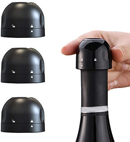 Cosswe 3 Pack Champagne Stopper, Reusable Silicone Sealed Wine Bottle Stopper, Vacuum Stopper for Beer, Champagne, Alcohol, Sparkling Wine