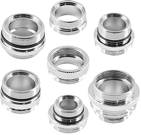 7-Piece Faucet Adapter Set - Brass Male & Female Aerator Adapters for Sink, Water Filter, Garden Hose & Standard Hose via Diverter(7 Different Size)