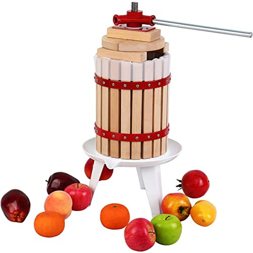 HSRG 1,6 Gallonen/ 6 L Obstpresse, Apfelwein, Traubenwein/Apfelwein/Bierherstellungswerkzeug Mit 8 Pressholzklötzen, Traubenbeerenpresse, Für Outdoor, Küche