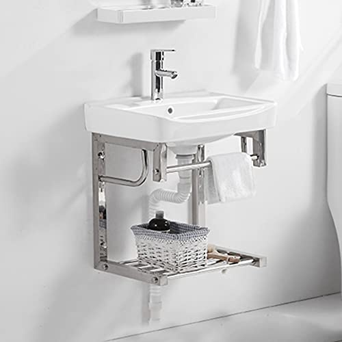 Waschbecken klein aus Keramik Wandhalterung Handwaschbecken Waschtisch Waschschale Gäste WC Becken Spülbecken Küchenspüle Waschplatz Sink Spültisch (Size : 500x350x550mm)