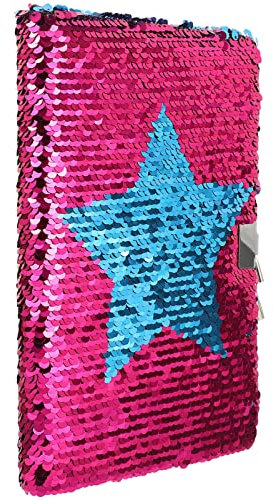Operitacx Cuaderno De Lentejuelas Reversible Diseño Creativo y Cerradura Libreta Decorativa Para Diario De Viaje y Escritura Para y Uso Escolar