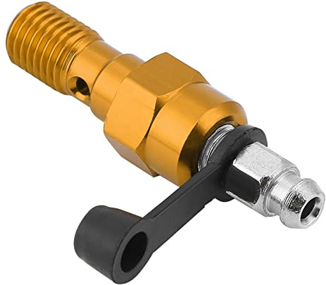 TKSE Hohlschraube Entlüftungsschraube, M10 x 1,0 mm Motorrad-Hauptbremszylinder Bremssattel Entlüftungsschraube Nippel Hohlschraube + Staubkappe(Gold)