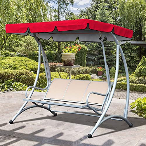 Toldo Impermeable Abatible, Cubiertas de Columpio para Columpio de Patio Al Aire Libre, Reemplazo de Toldo de Columpio de Porche, Cubierta Superior Abatible para Accesorio de Parasol de Jardín(Rojo)
