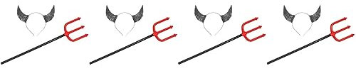 Angoily 4 Sets Cosplay Teufel Kostüm Stirnband Teufelshörner Stirnband Set Für Halloween