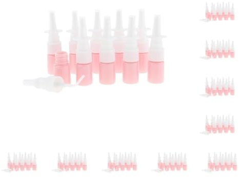 10 unidades de 10 unidades de 5 ml de plástico con atomizador nasal para dispensar perfume de lavado, color rosa