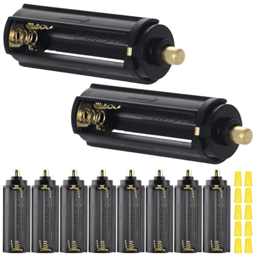 MKBKLLJY Lot de 10 supports de piles AAA cylindriques noirs pointus pour 3 piles AAA 1,5 V vers piles 18650 avec capuchon de câblage pour 3 piles AAA 1,5 V