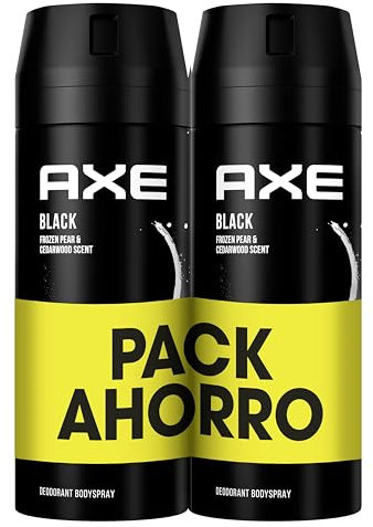 Axe Desodorante Antitranspirante Bodyspray BLACK Pack Ahorro 2x150 ML, El embalaje puede variar