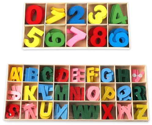 216 PCS Holzbuchstaben und Nummern,Holz Großbuchstaben,Bunte Holzbuchstaben Zahlen- mit Ablagefach für Kunsthandwerk DIY Hochzeit Display Dekor Wandkunst Dekor Kinderlerne