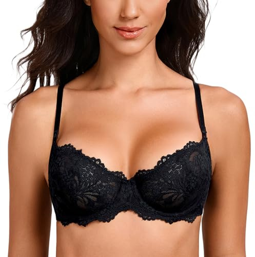 MELENECA Femme Soutien Gorge Balconnet Push-up à Armatures en Dentelle Sexy Grande Taille