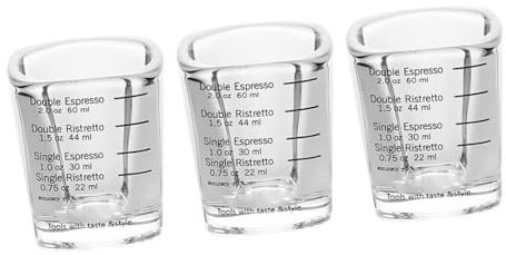 PHENOFICE Tazas Medidoras Para Espresso Con Escala Clara y Diseño Único Color Negro Resistentes Temperaturas Para Café Horneado y Bebidas Variadas Hogar y Cafetería