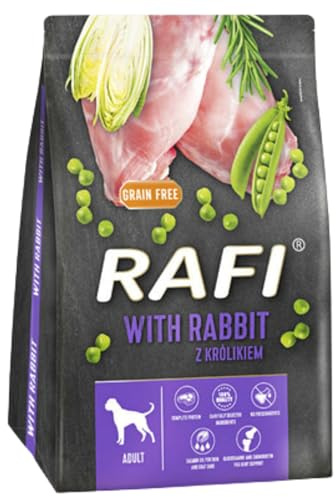 Rafi High-Protein Dry Dog Food – Omega-3 & Omega-6 Fatty Acids for Shiny Coats & Strong Muscles, Ingredients for All Breeds & Life Stages (Rabbit, 3kg)