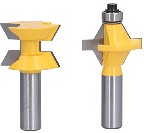 Baxnore Lot de 2 fraises à bois en acier au carbone avec tête de coupe en alliage, jeu de fraises à rainure de langue résistante aux chocs pour boîte d'armoire à panneaux de bois