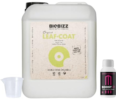 GROWMANIA Leaf Coat de BioBizz 10 l + échantillon Boost Up Nutrients + Verre doseur | Solution foliaire pour l'agriculture à grande échelle | Protège et renforce les cultures extensives