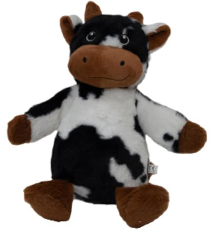 JACK AND VANILLA, Doudou Interactivo en Forma de Vaca, 18 cm, Ideal para Perros y Gatos, Squeaker Integrado, Materiales Suaves y Resistentes, Lavable a máquina, marrón