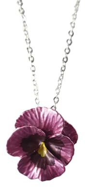 Pansy Pink Flower Necklace