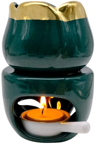 INHEMING Essenza In Ceramica Bruciatore, Lampada Profumata In Ceramica, Lampada per aromi in ceramica, bruciatore per aromaterapia,bruciatore di oli essenziali con cucchiaino