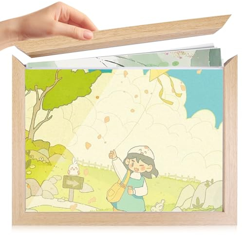 WANDGU Marco Para Dibujos BB A4, Portarretratos Arte Infantil, Marcos Con Profundidad, Madera Para Cuadros, Dibujos BB, Arte