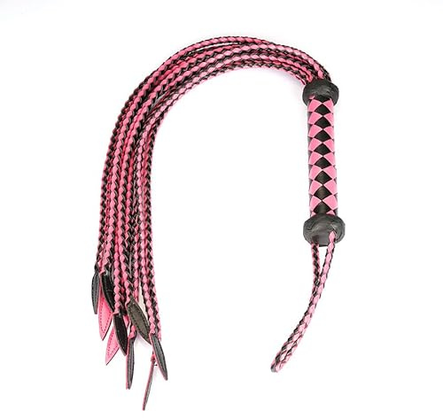 Cat-O'-Nine-Tails Peitsche, echtes Leder, 23 cm Griff und 59 cm Schwanz, handgefertigt, Premium-Peitsche, für Pferde, Training, Reitgerte