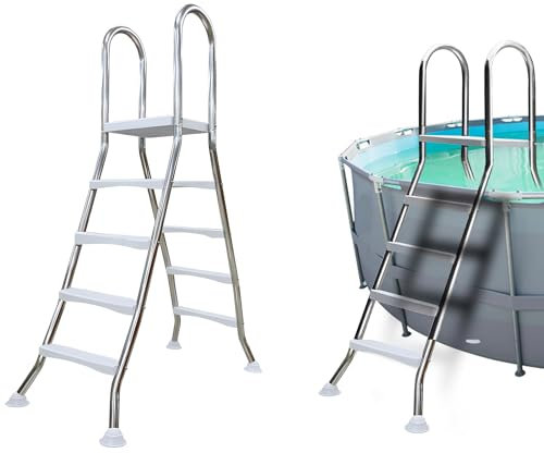 AIBOTY Échelle de piscine antidérapante en acier inoxydable, échelle pour piscine hors sol, installation facile, échelle pour piscine hors sol, deux côtés, escalier pour piscine, charge 250 kg