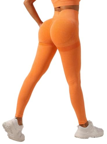 GRECERELLE Pantaloni da yoga da donna, a vita alta, elasticizzati, pantaloni della tuta da lavoro, casual, lavoro e sport, Arancione, S