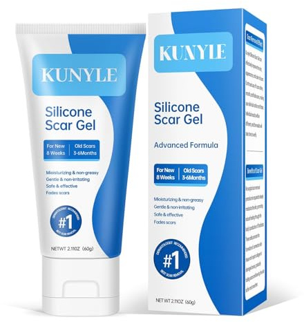 Kunyle Silicone Scar Gel, Scar Cream, Advanced Scar Stick for Surgical Scars, Stretch Marks, Keloid Bump Removal, Old and New Scars 2.11oz (60g)