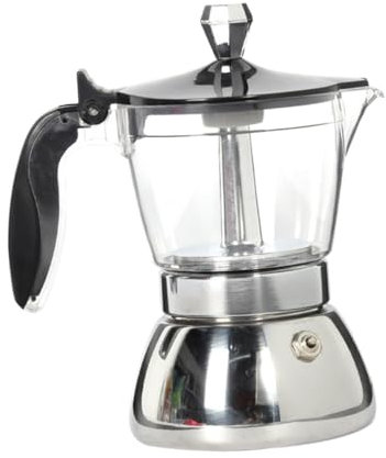 ULTECHNOVO Caffettiera Trasparente Tazze Acciaio Inossidabile Maniglia e Design e Ufficio