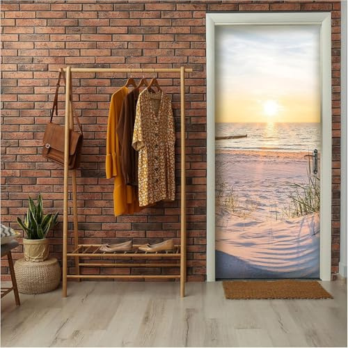 Türtapete Selbstklebend 77x200 cm Meer Türaufkleber 3D Strandlandschaft Türposter Türfolie Poster Tapete PVC Wasserfest für Schlafzimmer Wohnzimmer Tür B-2244