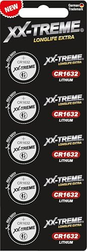 XX-TREME Lot de 5 piles bouton CR 1632, au lithium, 3 V, emballage de sécurité enfant, pour appareils intelligents, clés de voiture et bien plus encore, haute qualité et meilleures performances