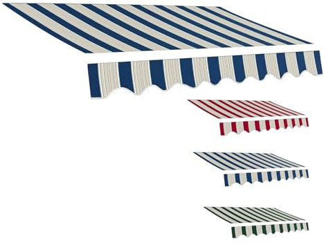 Telo per Tende da Sole Ricambio (Solo Tessuto), Tela per Tende Esterno Sole, Tende da Sole a Righe in Poliestere, Tendone Parasole in Tela(Bleu,10x8ft/300x250cm)