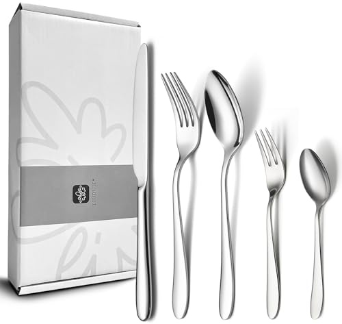 EIUBUIE klassisches Besteck Set 6 Personen, 30-teiliges Edelstahl Besteck
