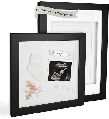 3D Bilderrahmen zum Befüllen - 3,2 cm tiefer Objektrahmen (24 x 30 cm) zum Selbstgestalten und Basteln für Trockenblumen, Geldschenke, Steinbilder oder Erinnerungsstücke