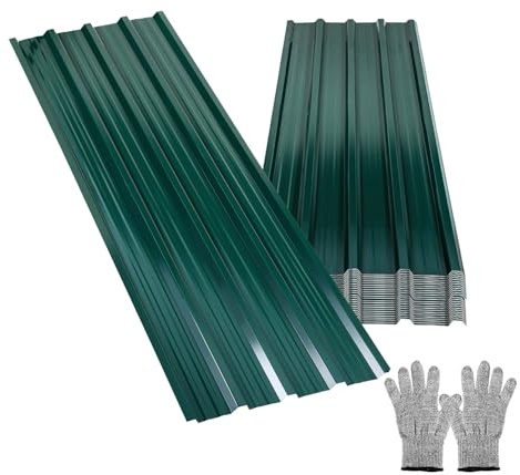 Jaxguom 12x Trapezblech 129 x 46 cm, 7 m² Dachblech Profilblech Wellblech aus verzinktem Stahl, 0,25 mm Dachplatten aus Stahlblech für Carport, Garage, Geräteschuppen und Gartenhaus, Grün