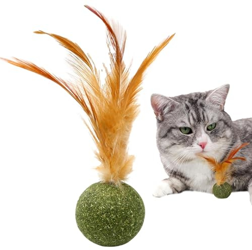 Mihauuke Katzenminze Ball | Kätzchen Kauspielzeug mit Schwanz,Kätzchen Leckerli, Energie Ball für Zahnreinigung, gegen Langeweile, Indoor Spiel, Jagdtraining, Bewegung und geistige Stimulation