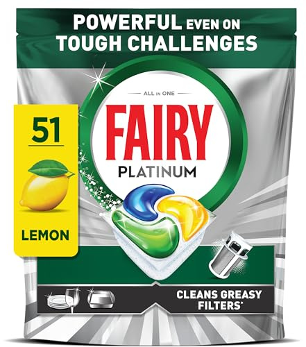 Fairy Platinum Dishwasher Tablets, Lemon, 51 Capsules