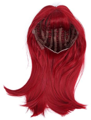 Generic Perruque Longue et Droite de Couleur Rouge, 18,5 Pouces avec Peignes Coupe-vent Avant et Arrière, Idéale pour les étudiants en école de Coiffure