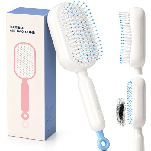 Selbstreinigend haarbürste, Einziehbar haarbürste ohne ziepen, extensions bürste, entwirrbürste, detangler bürste, Für alle Haartypen geeignet, Entwirrt mühelos Knoten und reduziert Haarbruch