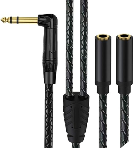 Tmboryuu Stereo Splitter Y Cable 1 / 4inch / 1 / 8inch to Double 6.35mm / 3.5mm Female Headphone Loudspeaker Adapter
