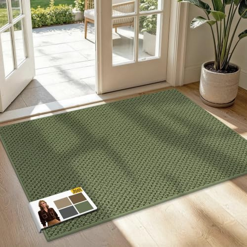 JSEI Fußmatte rutschfest Waschbar, Schmutzfangmatte, 80x120cm, Grün | Fußmatte rutschfest waschbar, Schmutzfangmatte für Eingang Flur Haustür