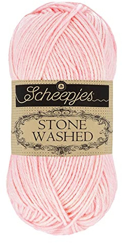 Scheepjes Stone Washed 50 g – 820 Rosa cuarzo, hilo efecto lavado para ganchillo y punto, mezcla de algodón y acrílico