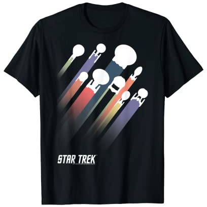 Star Trek Federation Spaceships Rainbow Pride Stripes T-Shirt