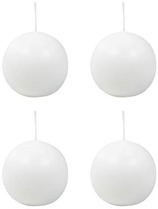 Ebersbacher Kerzenfabrik GmbH 4er Pack Kugelkerze weiß, Ø 80 mm, 4 Stück