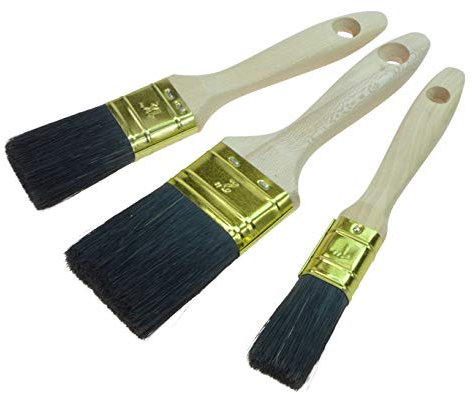 Profi Flachpinselset 3-TLG. 12. Stärke 3 Lackierpinsel 25 mm - 35 mm - 50 mm (Schwarze Borste)