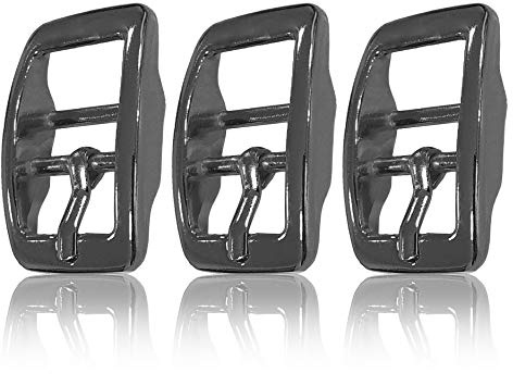 Ganzoo Gürtelschnallen Set 3 Stück, Metall Dornschliesse in Titan, 20 mm Schlitzmaß für Gurtband, als Buckle für Gürtel, Hundehalsbänder, Armband und Paracord, passend für Biothane Adapter, 17 g