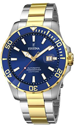 Festina Herren Automatikuhr aus Edelstahl 316L Mehrfarbig Herren Analog Uhr - Kalender - Saphirglas mit hoher Widerstandsfähigkeit - Wasserdicht bis 20 ATM F20532/1