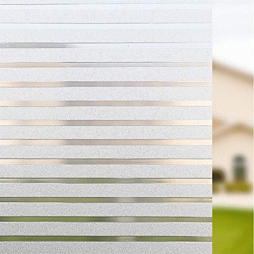 Striped window privacy film Window Films Non-adhesive Office Glass Film Static Cling White Stripe For All Kinds of Smooth Glass Surface (60x400cm)