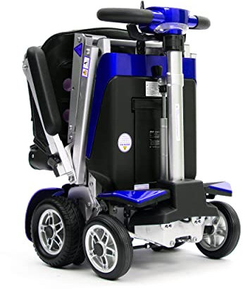 Devilbiss Elite Auto Folding Electric Mobility Scooter with LED Headlight & USB Port - Striking Design, Metallic Silver Finish, Full Suspension for Smooth Ride