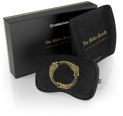 noblechairs Memory Foam Kissen-Set The Elder Scrolls Online Edition, Kissen für Gaming Stuhle, Ergonomisch kissenstuhl, Stuhl Kissen mit Lendenwirbelstütze