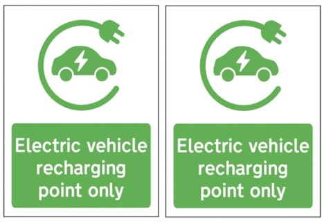 2 Pack Electric Vehicle Charging Sign 300mm x 400mm 1.2mm Recyclable Polypropylene